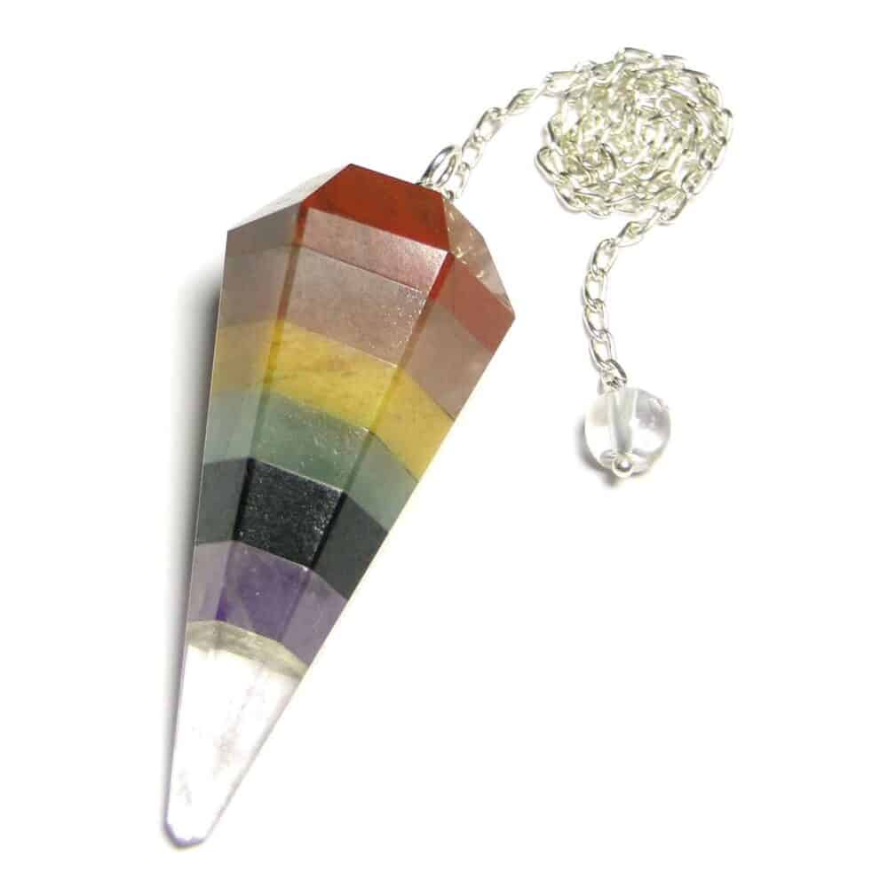 Nature's Crest - 7 Chakra Stones Faceted Dowsing Pendulum - 7 Chakra Pendulum