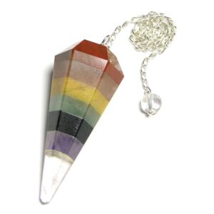 7 Chakra Stones Faceted Dowsing Pendulum