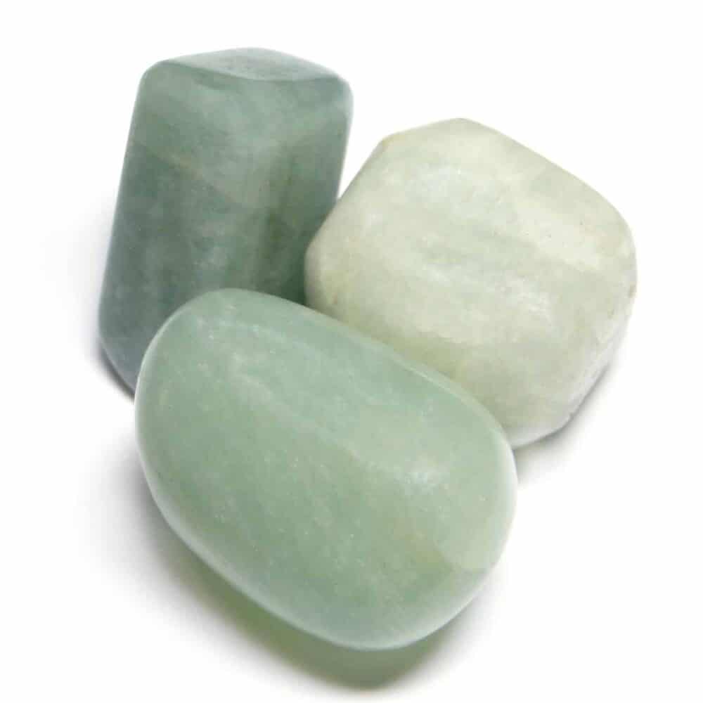 Nature's Crest - Aquamarine (Beryl) Tumbled Pebble Stones - Aquamarine Tumbled Stone 3 Pc