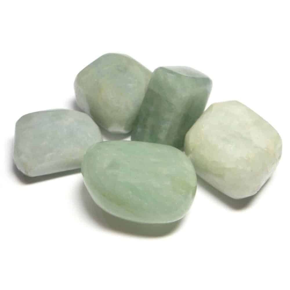 Nature's Crest - Aquamarine (Beryl) Tumbled Pebble Stones - Aquamarine Tumbled Stone 5 Pc