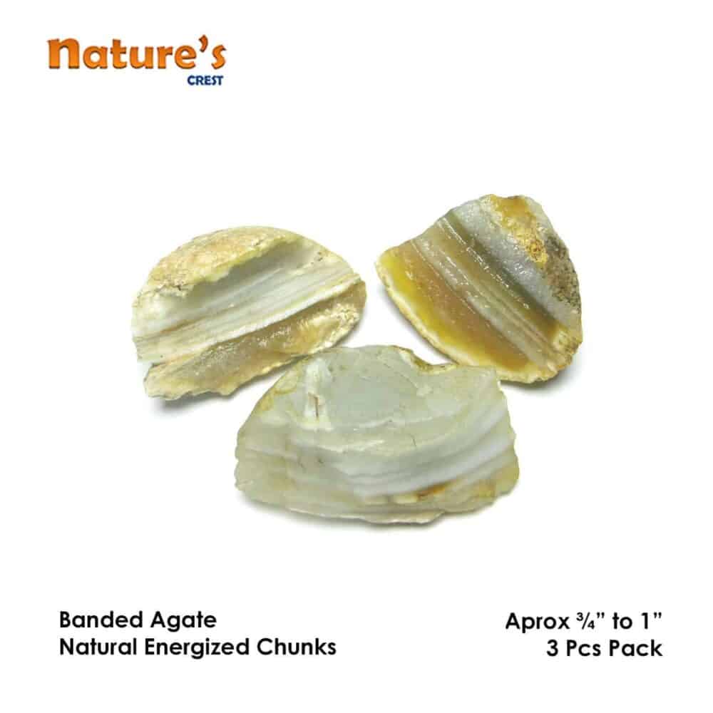 Nature's Crest - Banded Agate Natural Raw Rough Chunks - Banded Agate 3 Pc Vector