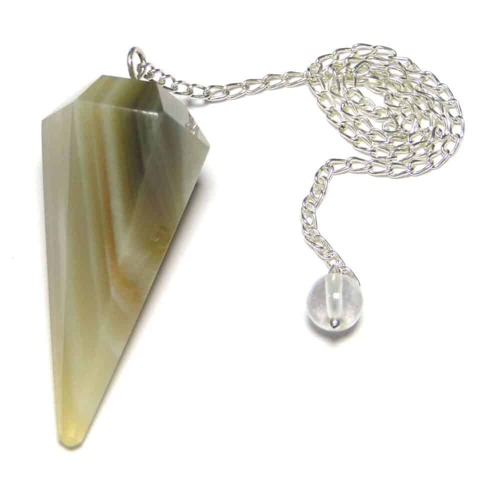 Nature's Crest - Banded Agate Faceted Dowsing Pendulum - Banded Agate Pendulum