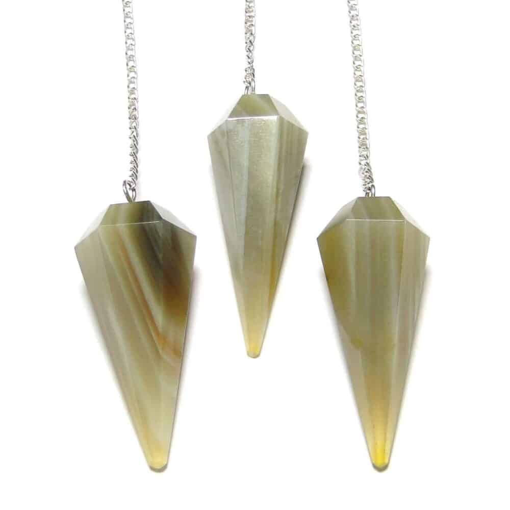 Nature's Crest - Banded Agate Faceted Dowsing Pendulum - Banded Agate Pendulum Multiple
