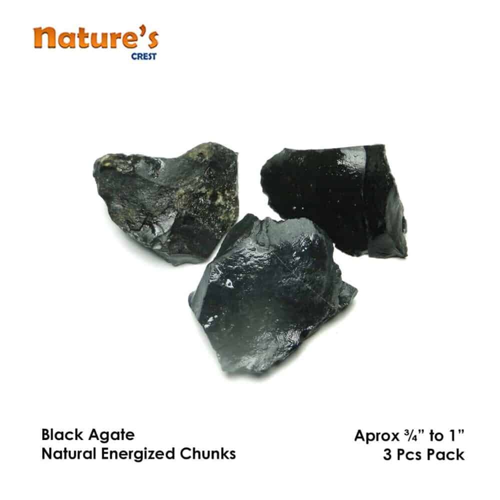 Nature's Crest - Black Agate Natural Raw Rough Chunks - Black Agate 3 Pc Vector