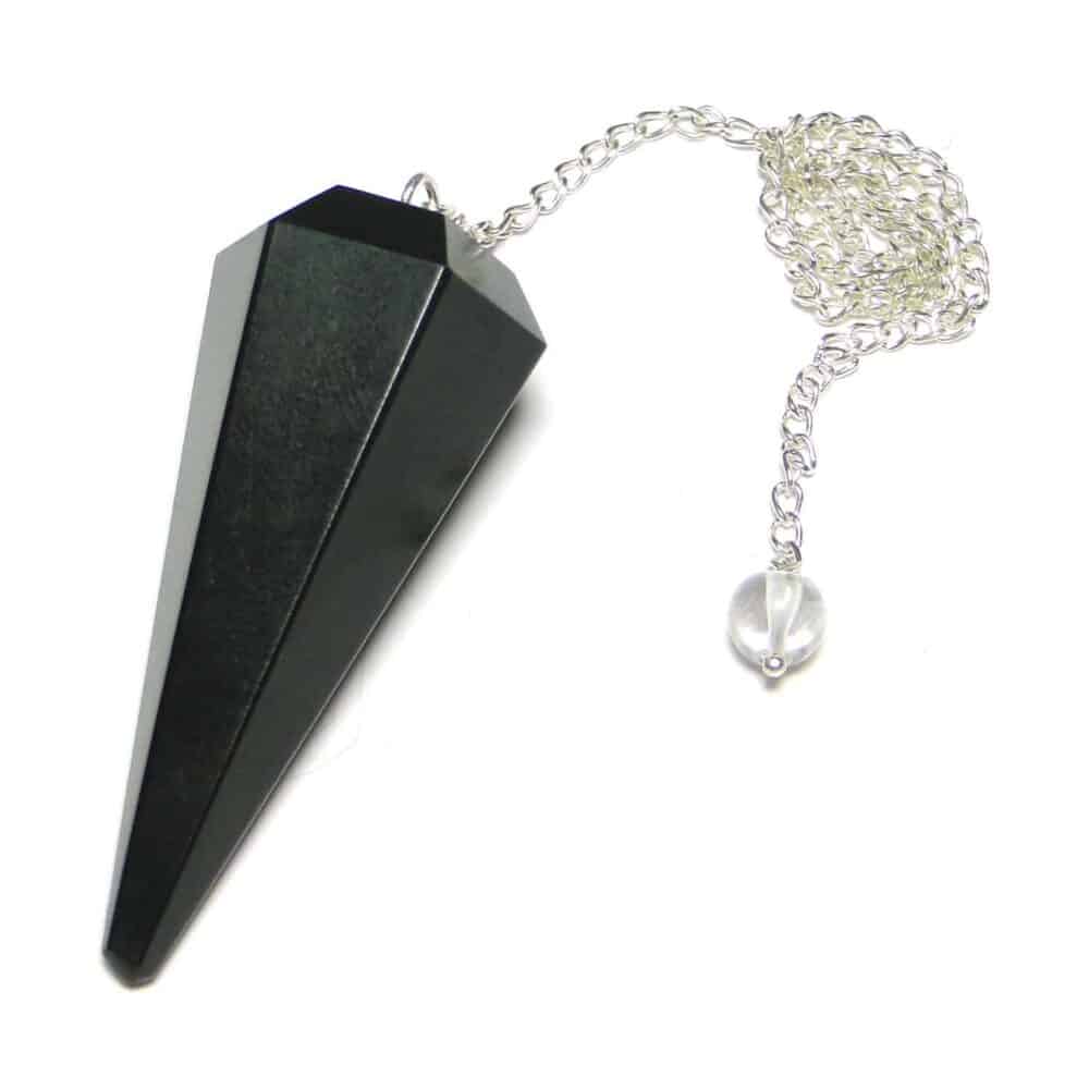 Nature's Crest - Black Agate Faceted Dowsing Pendulum - Black Agate Pendulum