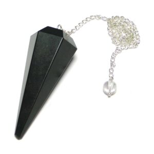 Black Agate Faceted Dowsing Pendulum