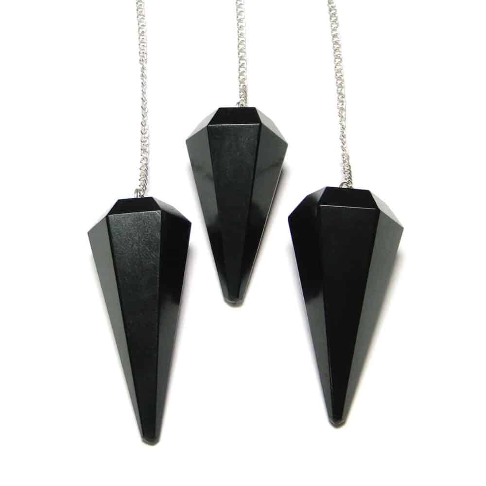 Nature's Crest - Black Agate Faceted Dowsing Pendulum - Black Agate Pendulum Multiple
