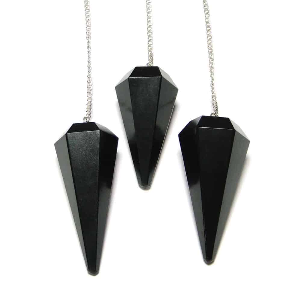 Black Agate Faceted Dowsing Pendulum - Image 2