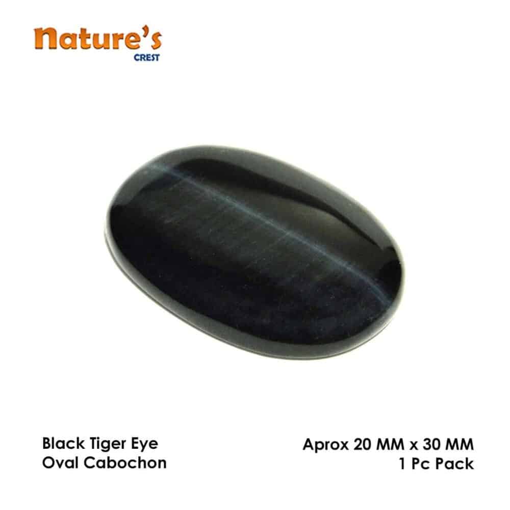Nature's Crest - Black Tiger Eye Oval Cabochon - Black Tiger Eye Cabochon Vector