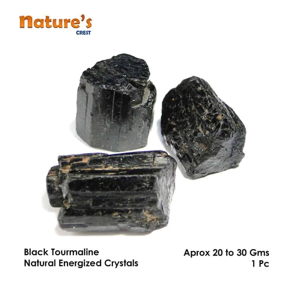 Nature's Crest - Black Tourmaline Natural Raw Rough Crystal - Black Tourmaline 20 30 Gms Vector