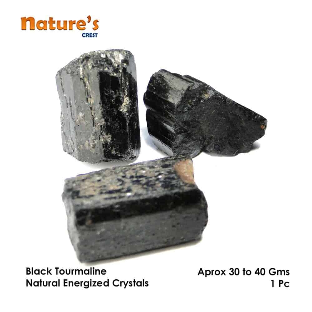 Nature's Crest - Black Tourmaline Natural Raw Rough Crystal - Black Tourmaline 30 40 Gms Vector