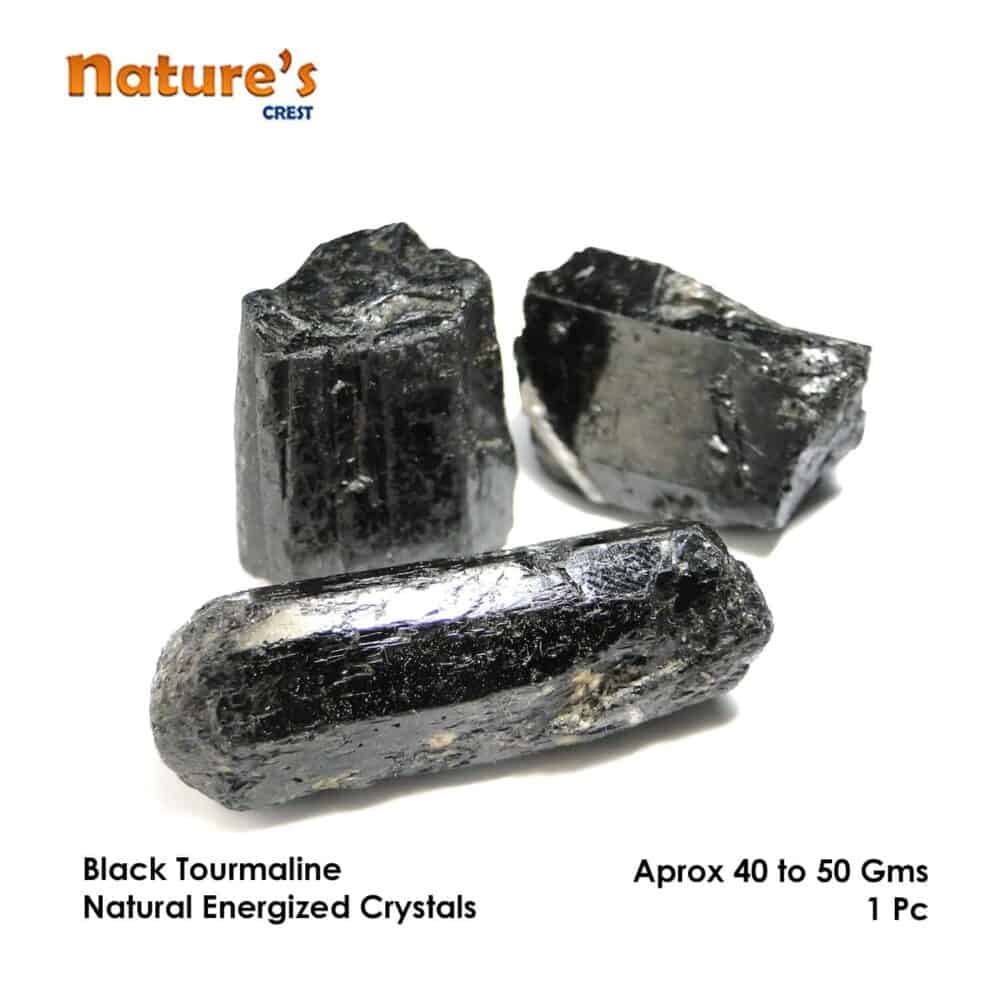 Nature's Crest - Black Tourmaline Natural Raw Rough Crystal - Black Tourmaline 40 50 Gms Vector