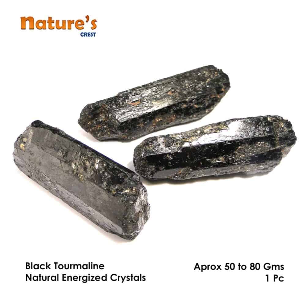 Nature's Crest - Black Tourmaline Natural Raw Rough Crystal - Black Tourmaline 50 80 Gms Vector