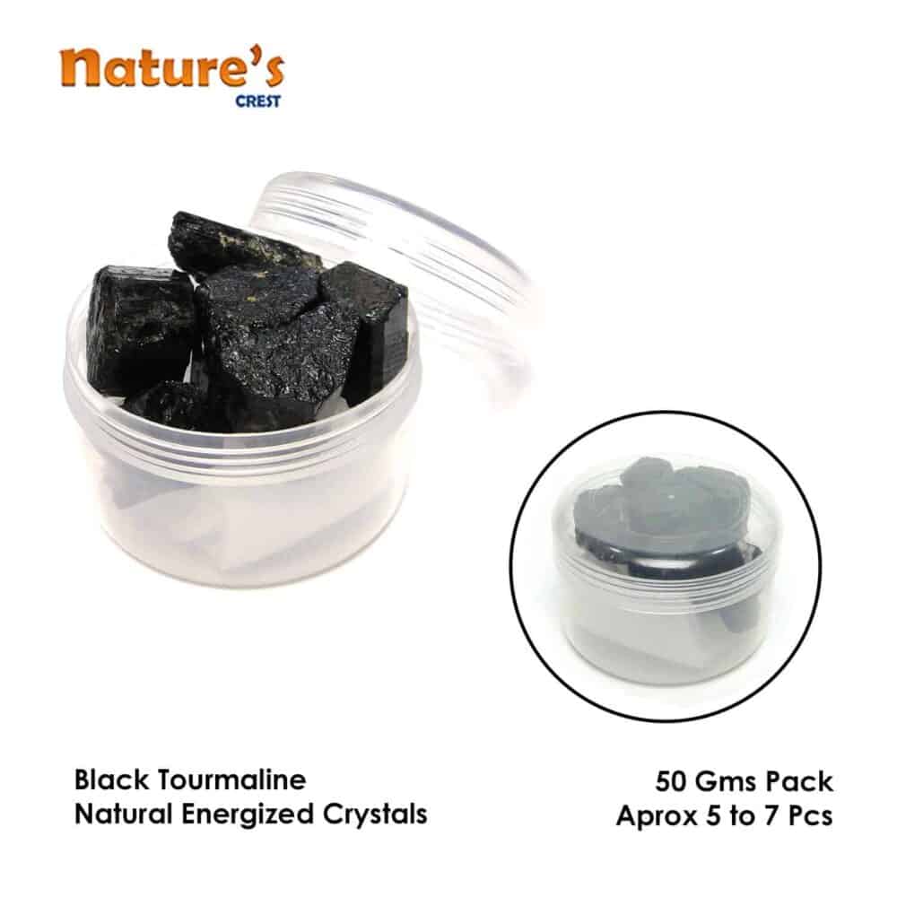 Nature's Crest - Black Tourmaline Natural Raw Rough Crystals - Black Tourmaline Crystals 50 Gms Vector