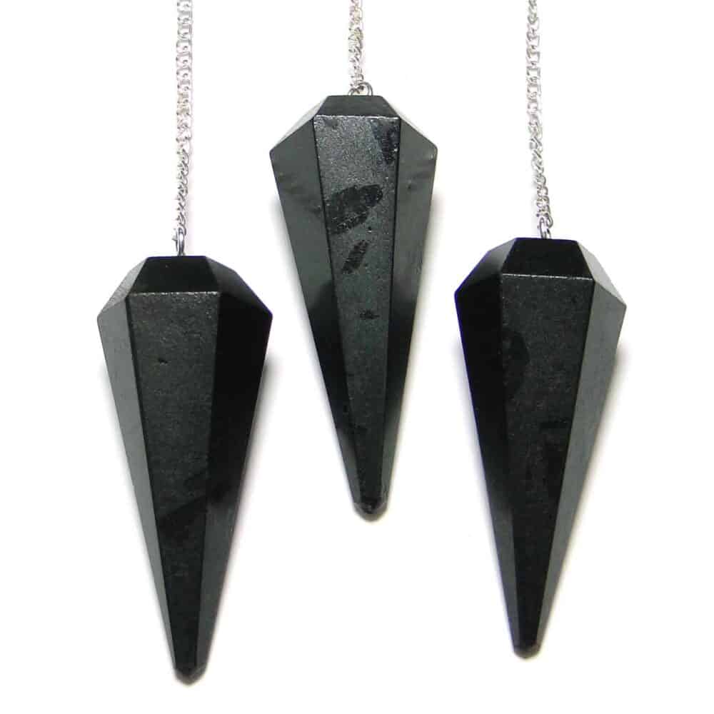 Nature's Crest - Black Tourmaline Faceted Dowsing Pendulum - Black Tourmaline Pendulum Multiple