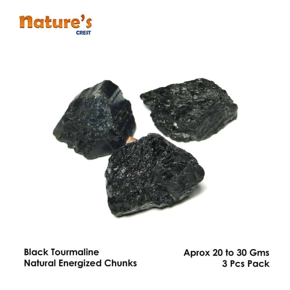Nature's Crest - Black Tourmaline Natural Raw Rough Chunks - Black Tourmaline Rough 3 Pc Vector
