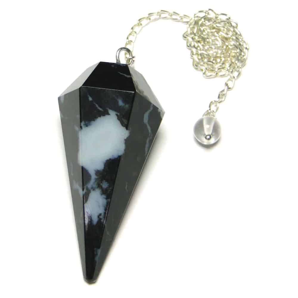 Nature's Crest - Black Zebra Sardonyx Faceted Dowsing Pendulum - Black Zebra Sardonyx Pendulum