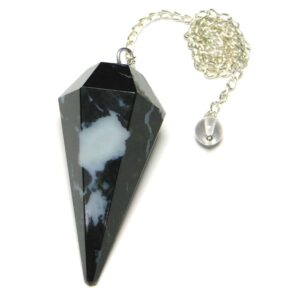 Black Zebra Sardonyx Faceted Dowsing Pendulum