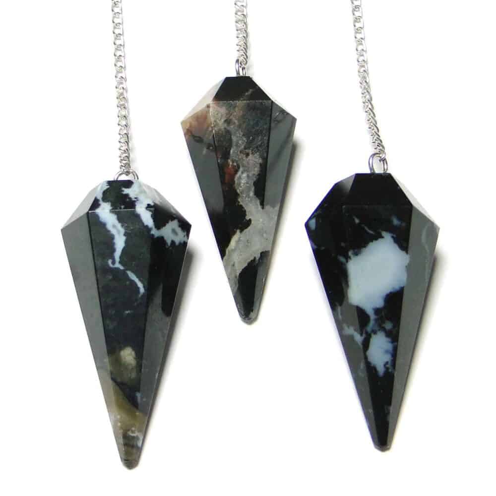 Black Zebra Sardonyx Faceted Dowsing Pendulum - Image 2