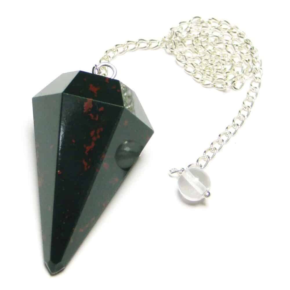 Nature's Crest - Blood Stone (Heliotrope) Faceted Dowsing Pendulum - Blood Stone Pendulum