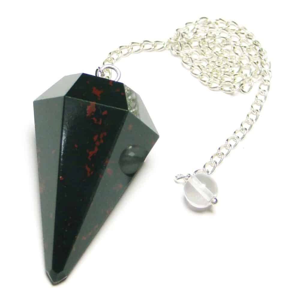 Blood Stone (Heliotrope) Faceted Dowsing Pendulum
