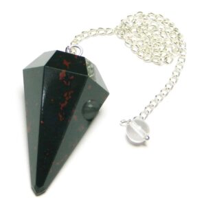 Blood Stone (Heliotrope) Faceted Dowsing Pendulum