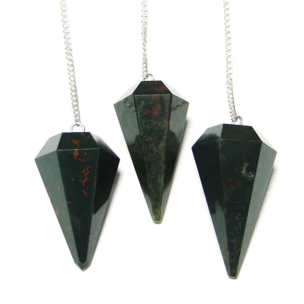 Nature's Crest - Blood Stone (Heliotrope) Faceted Dowsing Pendulum - Blood Stone Pendulum Multiple