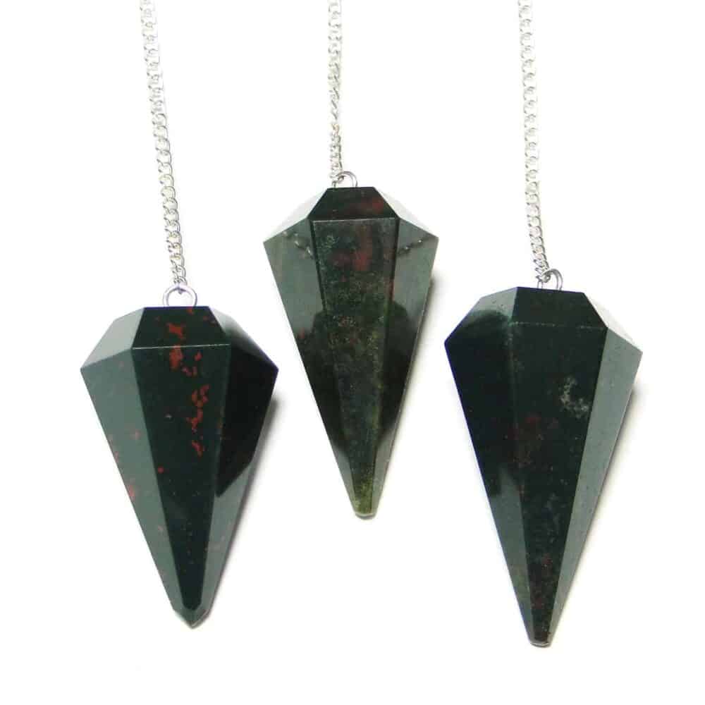 Nature's Crest - Green Moss Agate Faceted Dowsing Pendulum - Blood Stone Pendulum Multiple