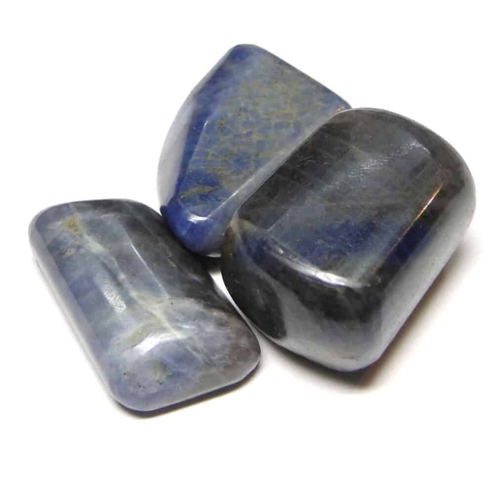 Nature's Crest - Blue Sapphire Tumbled Pebble Stones - Blue Sapphire Tumbled Stone 3 Pc