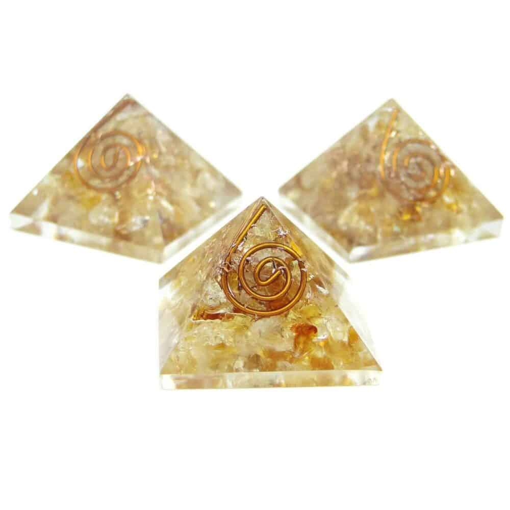 Nature's Crest - Citrine Orgone Pyramid - Citrine Orgone Pyramids Multiple