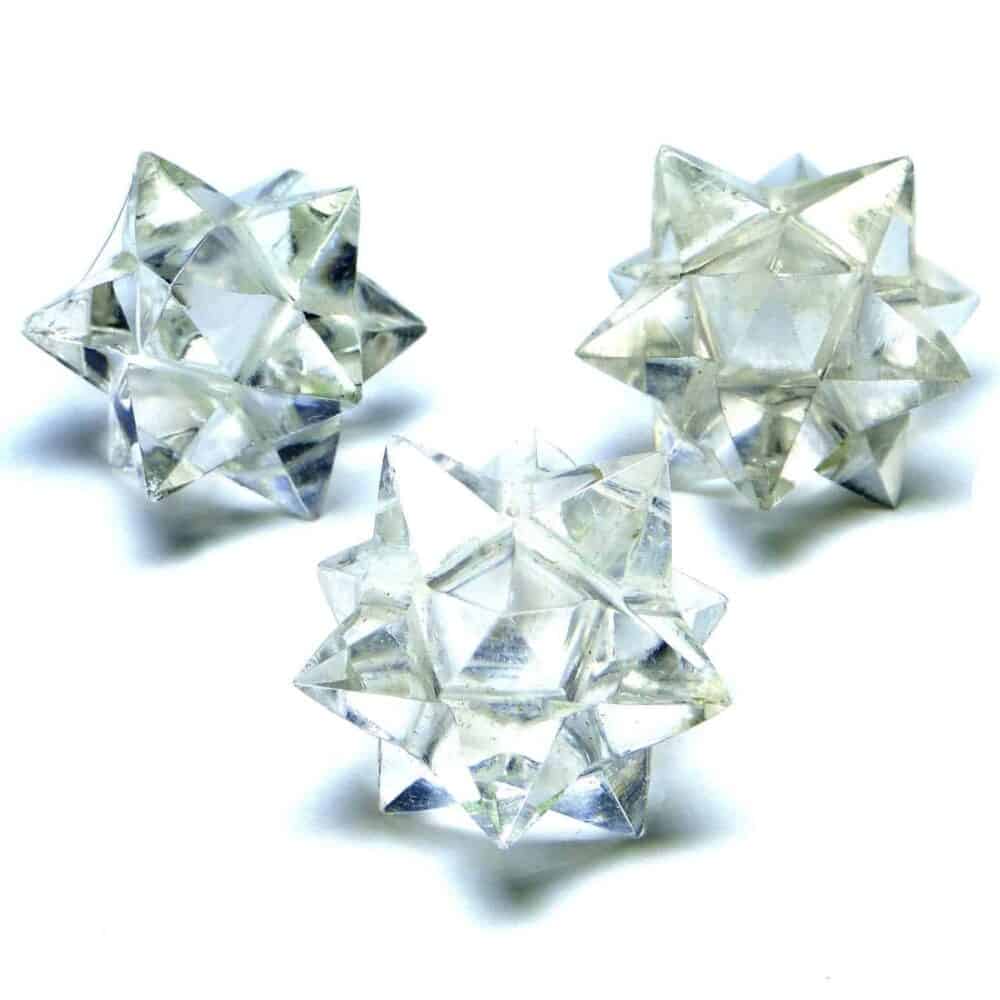 Crystal Quartz (Sphatik) 12 Point Merkaba Star - Image 2