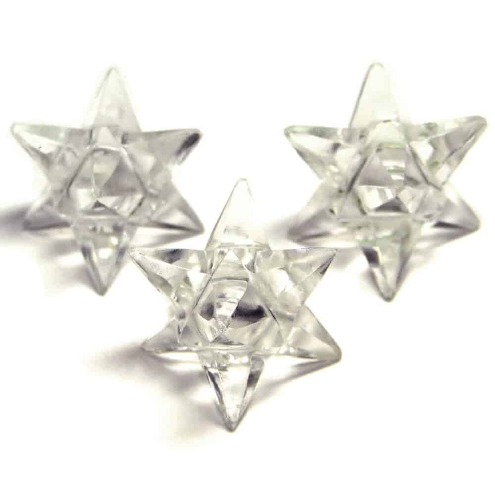 Nature's Crest - Crystal Quartz (Sphatik) 14 Point Merkaba Star - Crystal 14 Points Merkaba Stars Multiple