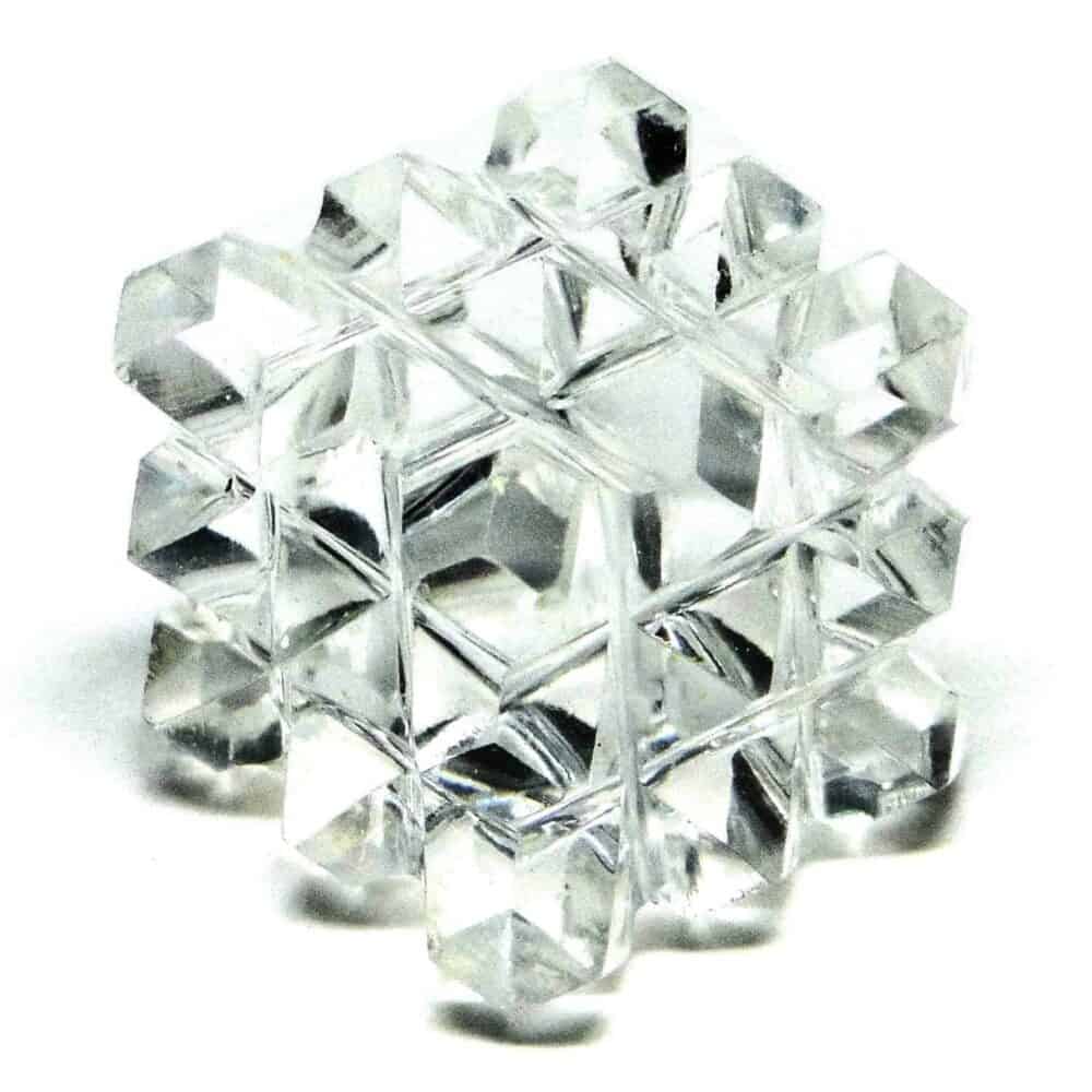 Nature's Crest - Crystal Quartz (Sphatik) 54 Pyramids Power Cube - Crystal Quartz 54 Pyramid Cube