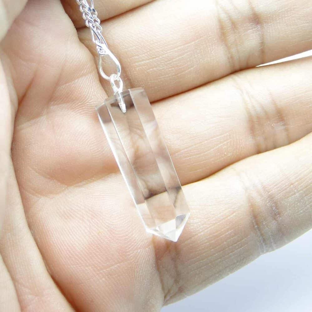 Nature's Crest - Crystal Quartz Pencil Pendant - Crystal Quartz Pencil Pendant Hand