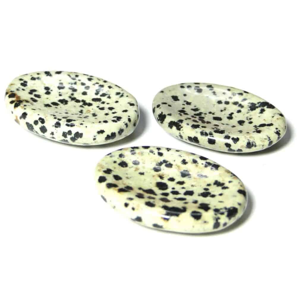 Nature's Crest - Dalmatian Jasper Worry Stone Palm Stone Thumb Stone - Dalmation Worry Stones Multiple