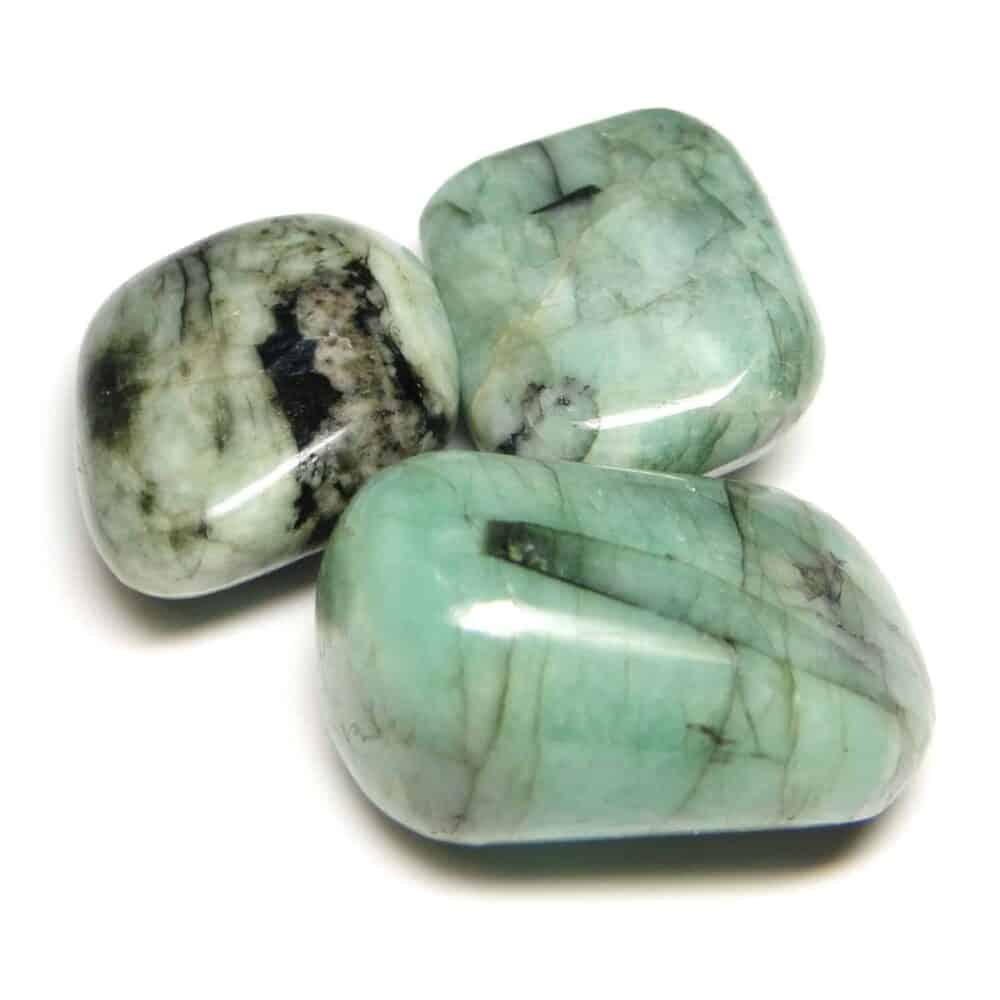 Nature's Crest - Emerald (Panna) Tumbled Pebble Stones - Emerald Tumbled Stone 3 Pc