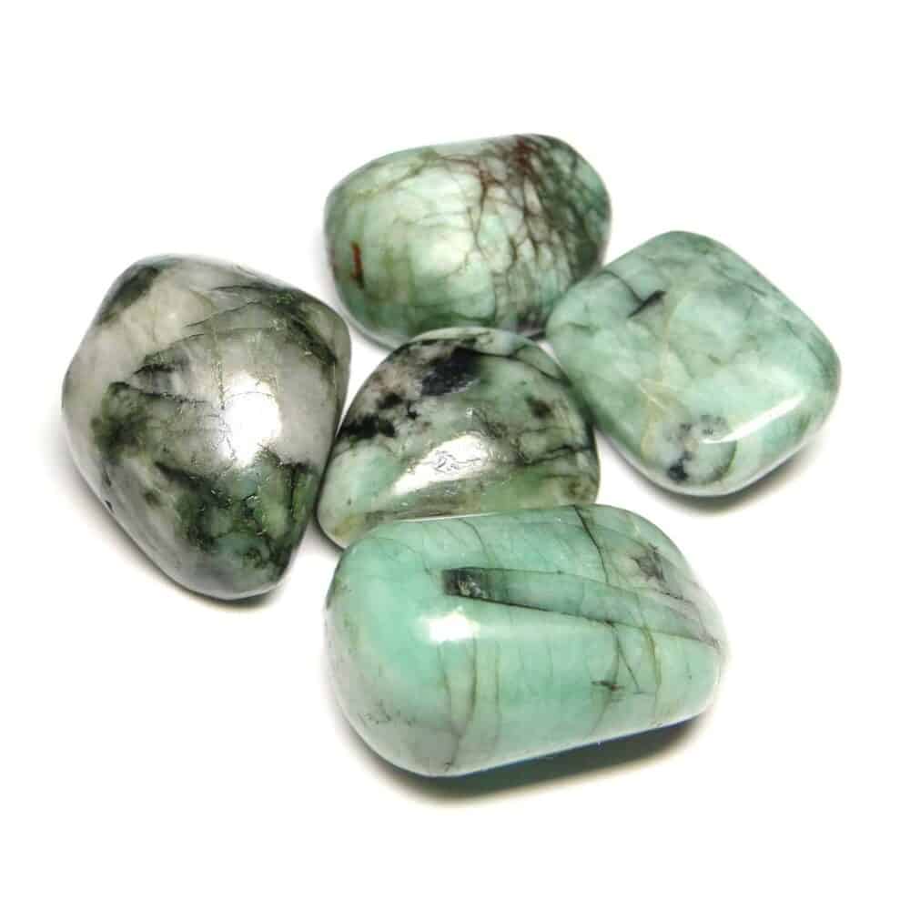 Nature's Crest - Emerald (Panna) Tumbled Pebble Stones - Emerald Tumbled Stone 5 Pc