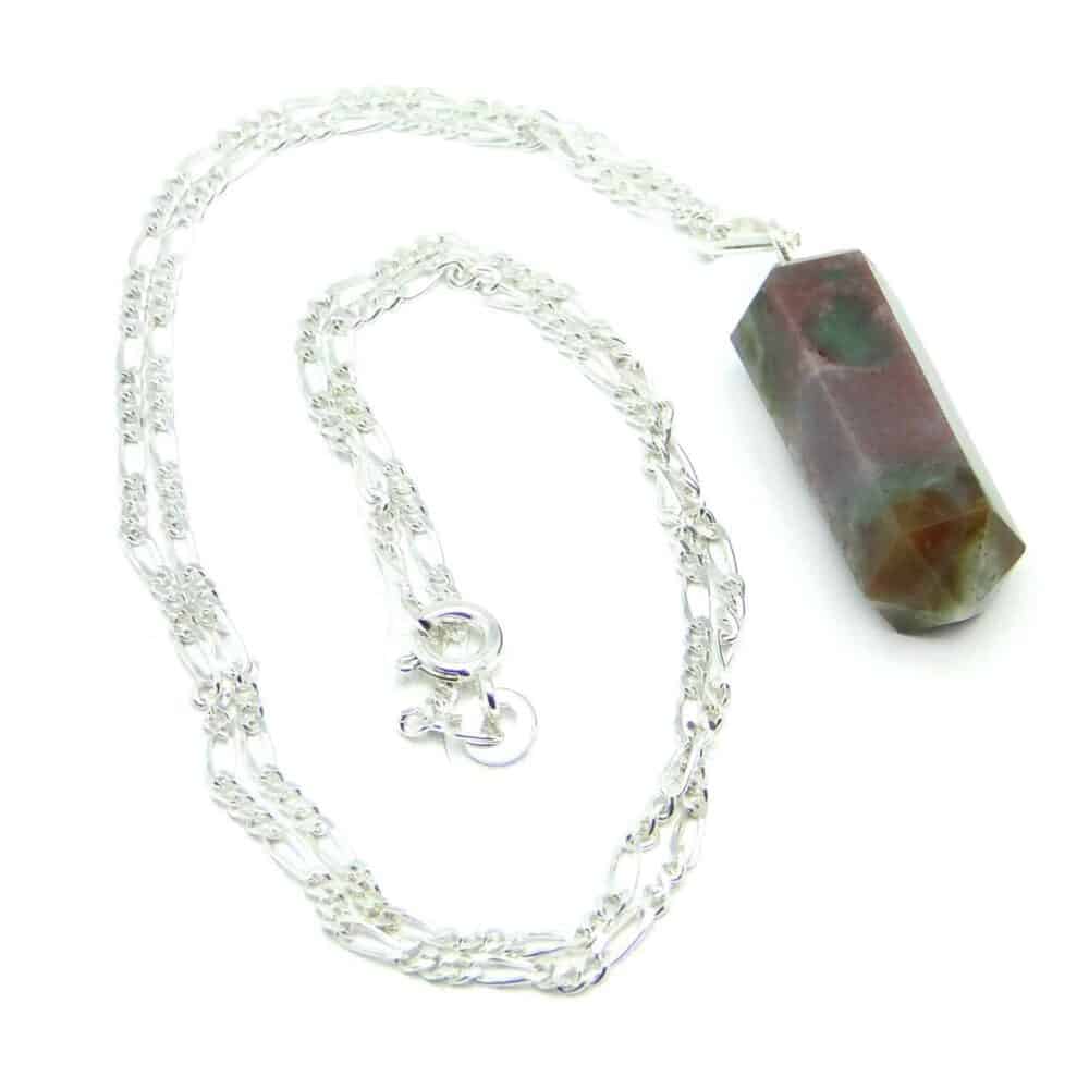 Nature's Crest - Fancy Jasper Pencil Pendant - Fancy Jasper Pencil Pendant Chain