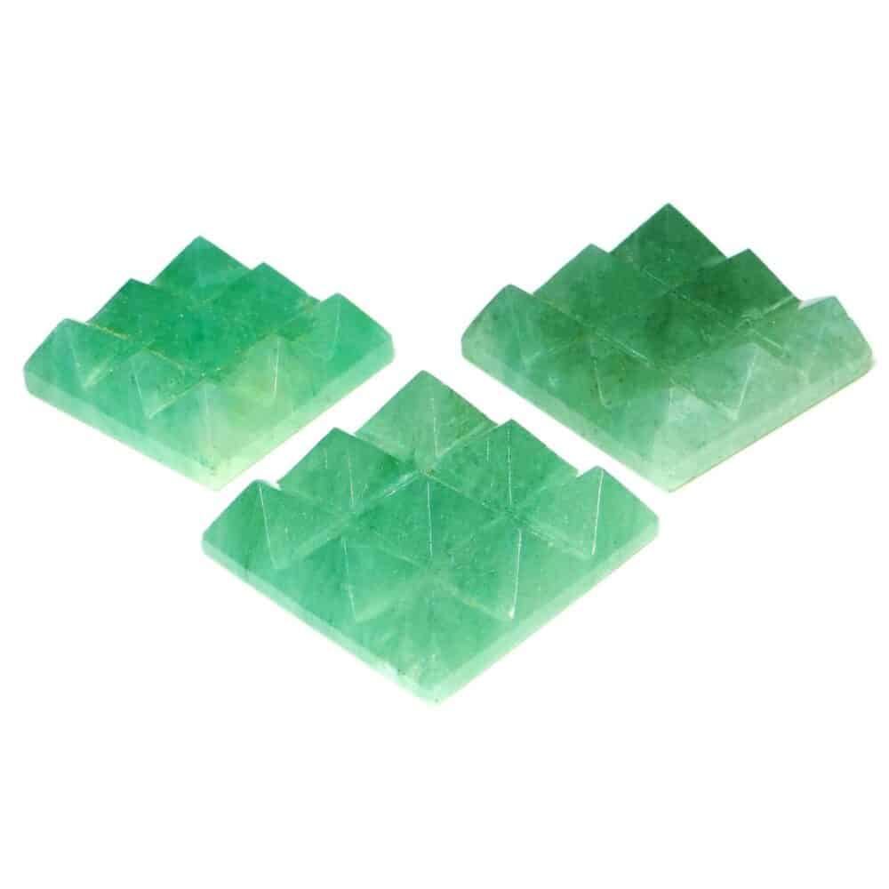 Nature's Crest - Green Aventurine Lemurian 9 Pyramid Charging Plate - Green Aventurine 9 Pyramid Plate Multiple