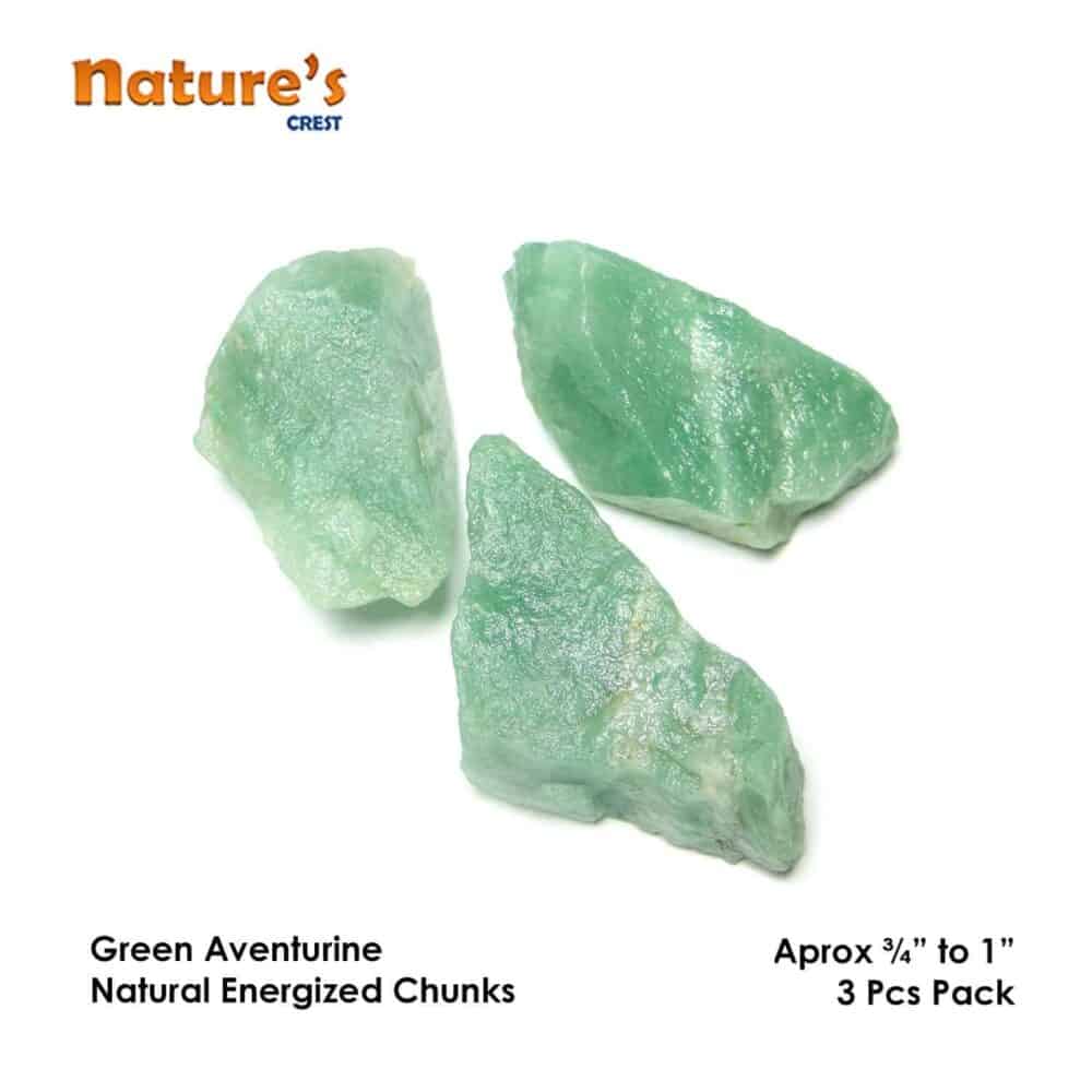 Nature's Crest - Green Aventurine Natural Raw Rough Chunks - Green Aventurine Chunks 3 Pc Vector