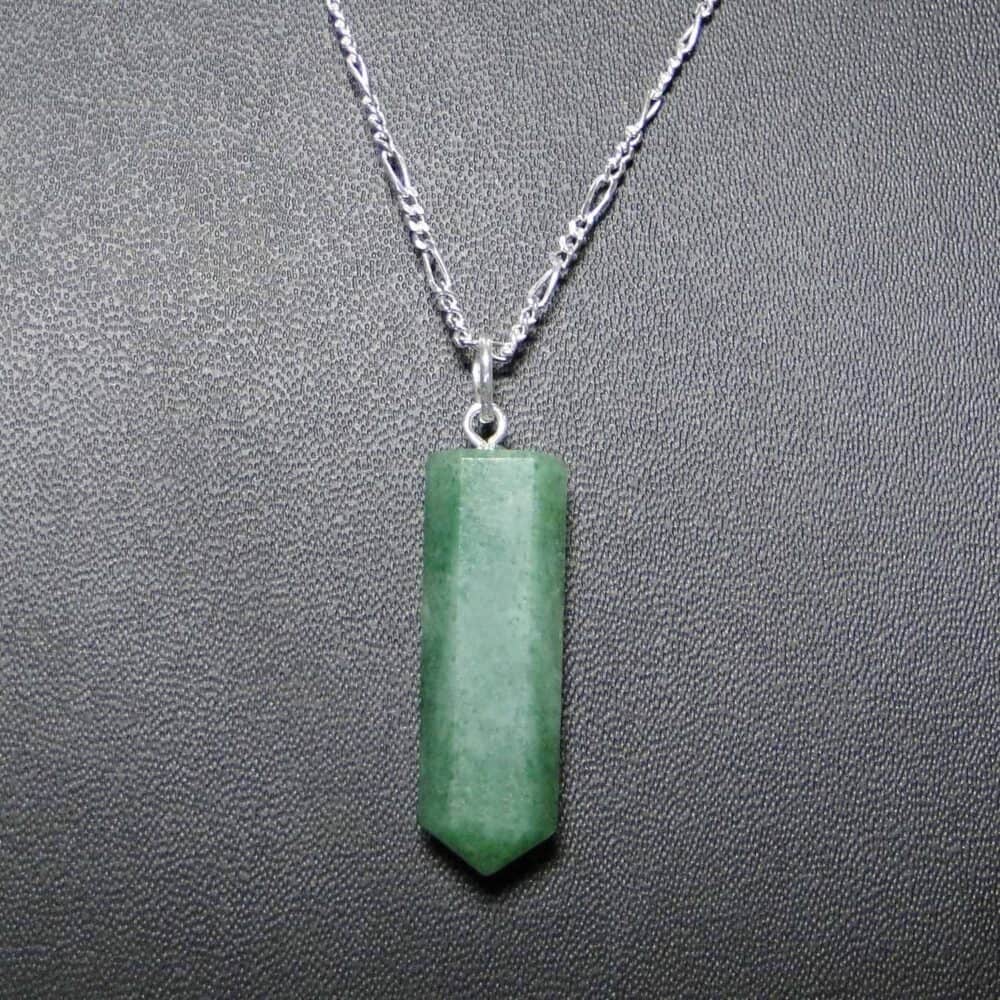 Nature's Crest - Green Aventurine Pencil Pendant - Green Aventurine Pencil Pendant Black