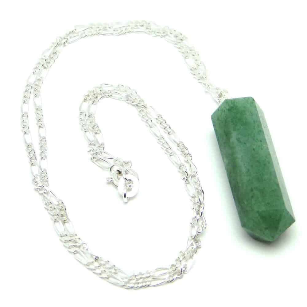 Nature's Crest - Green Aventurine Pencil Pendant - Green Aventurine Pencil Pendant Chain