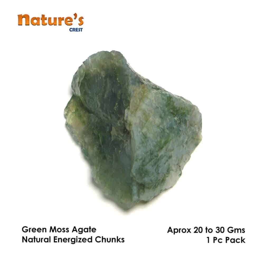 Nature's Crest - Green Moss Agate Natural Raw Rough Chunks - Green Moss Agate 1 Pc Vector 20 30 Gms