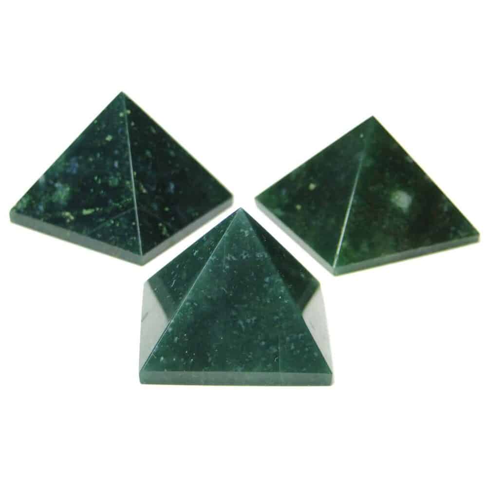 Nature's Crest - Green Moss Agate Pyramid - Green Moss Agate Pyramids Multiple