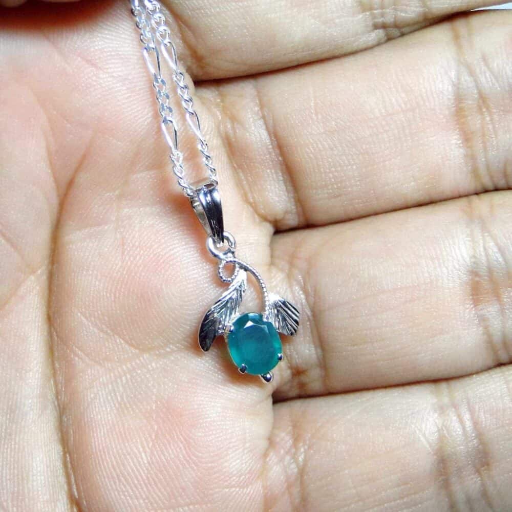 Green Onyx Sterling Silver Designer Leaf Pendant - Image 3