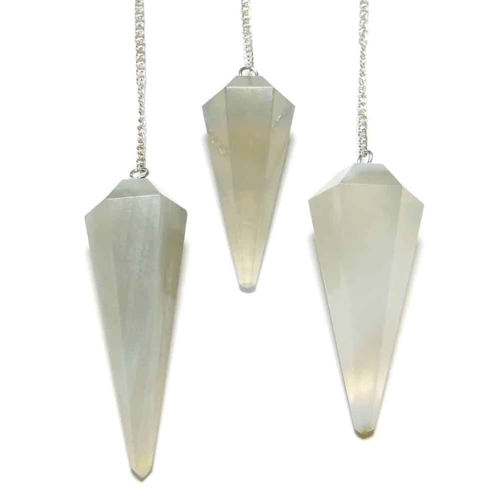 Nature's Crest - Grey Agate Faceted Dowsing Pendulum - Grey Agate Pendulum Multiple