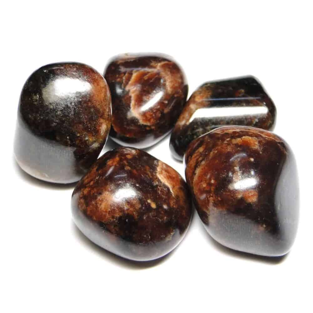 Nature's Crest - Hessonite Garnet (Gomed) Tumbled Pebble Stones - Hessonite Garnet Tumbled Stone 5 Pc