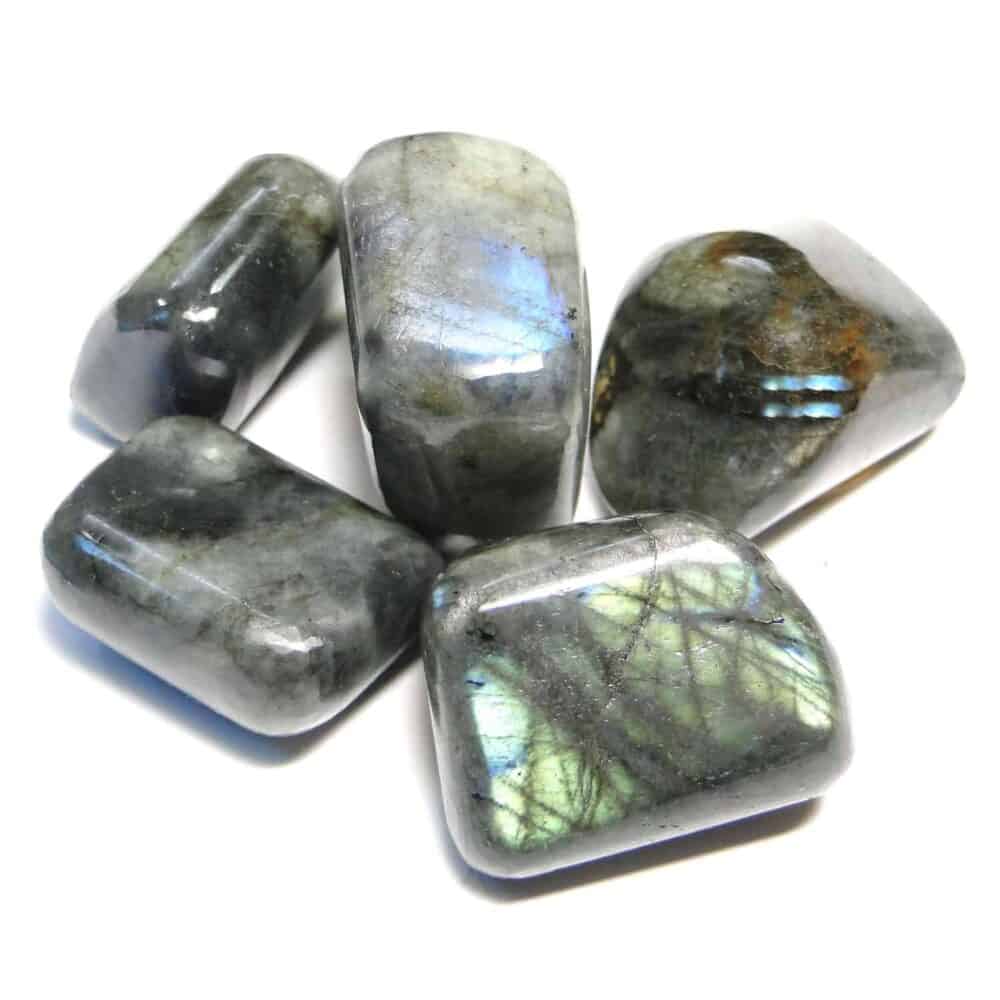 Nature's Crest - Labradorite Tumbled Pebble Stones - Labradorite Tumbled Stone 5 Pc