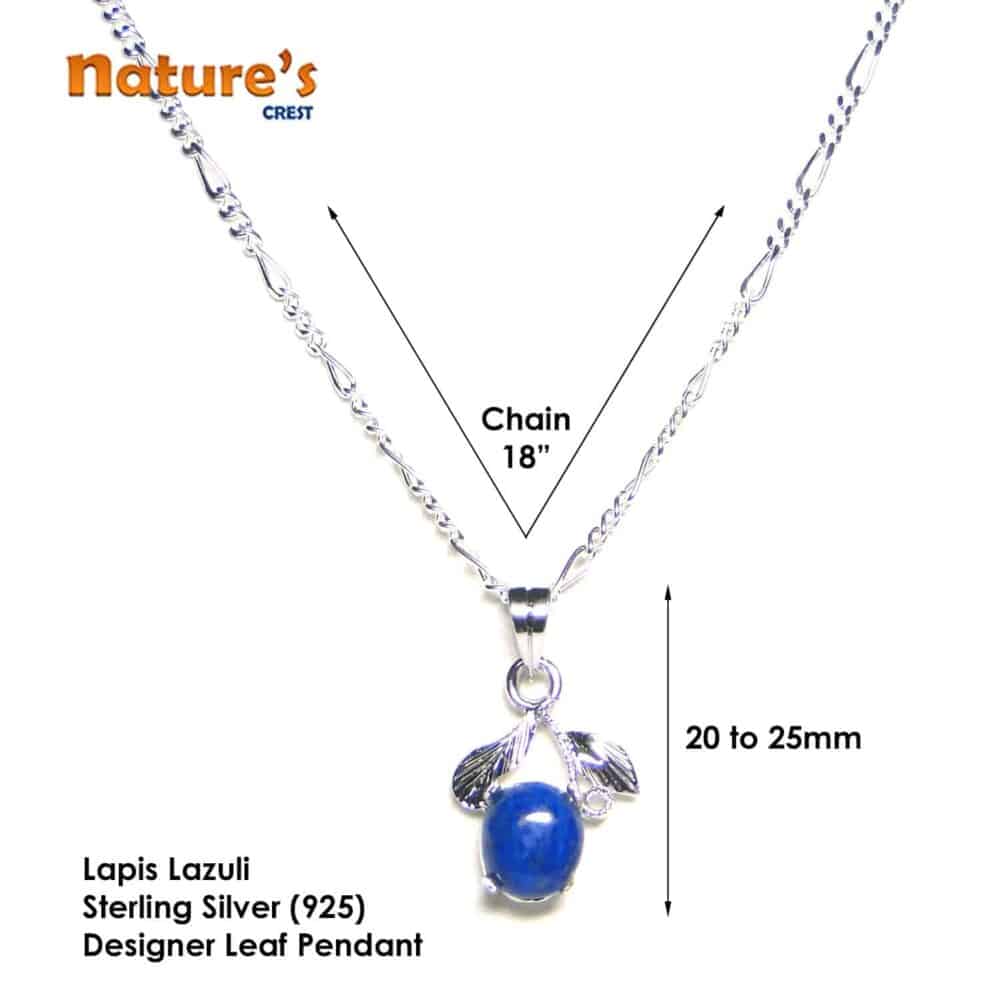 Lapis Sterling Silver Designer Leaf Pendant - Image 4