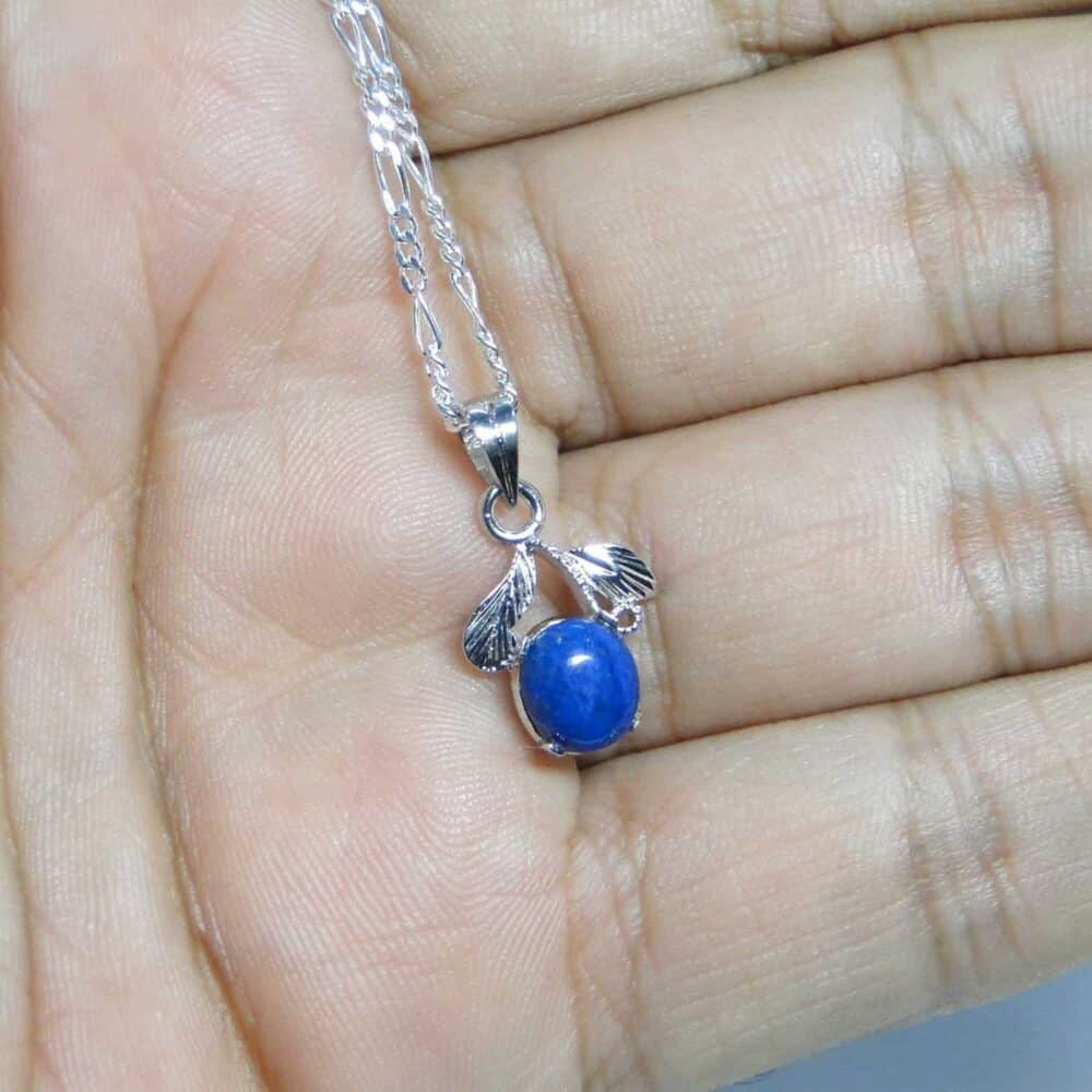 Lapis Sterling Silver Designer Leaf Pendant - Image 3